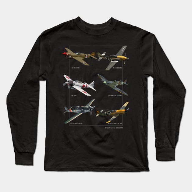 WW2 Fighter Aircraft Warbirds Long Sleeve T-Shirt by Jose Luiz Filho